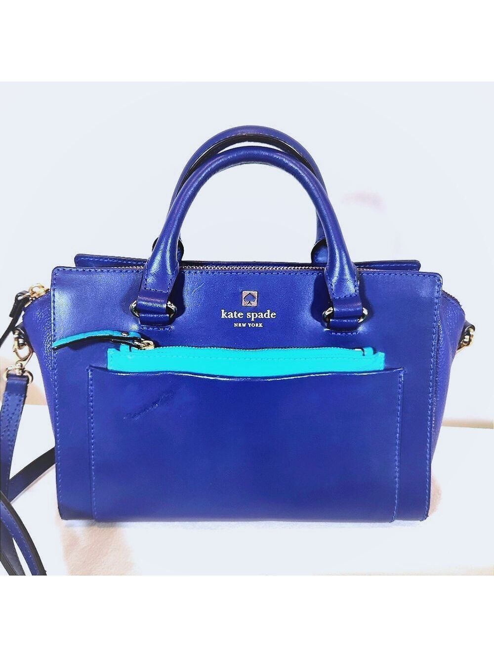 Kate Spade Hadley Street Bernadine Cobalt Blue Zip Satchel Crossbody Leather